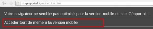 Accéder à la version mobile du Geoportail depuis un PC
