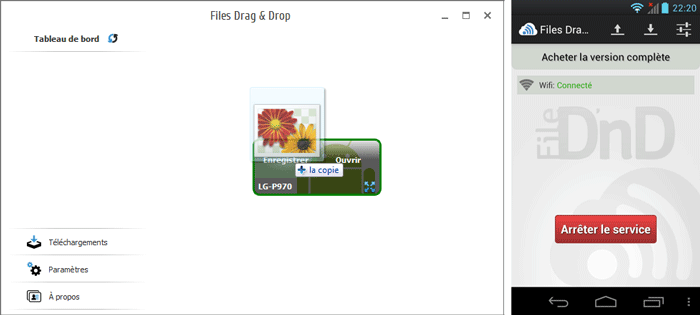 L'application Files Drag & Drop sur PC et smartphone