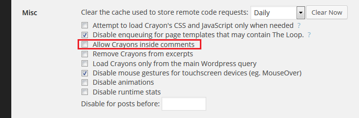 Disable Crayons in comments to prevent unauthenticated attacks