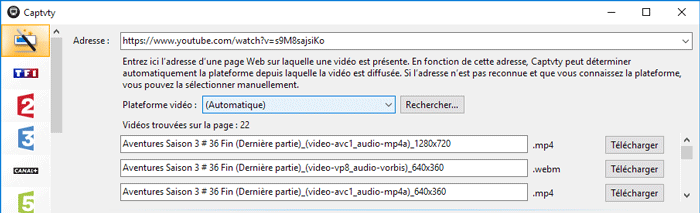 Captvty - Téléchargement d'une vidéo Youtube par le mode manuel